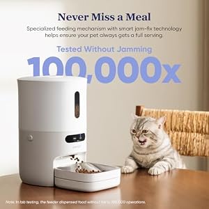 Automatic Cat Feeder Smart Scale Tracks Pets Food Intake App Remote Feeding 36L Timed Food Dispenser for Cats and Dogs Up to 10 Meals Per Day Stainless Steel Bowl Dual Power Supply