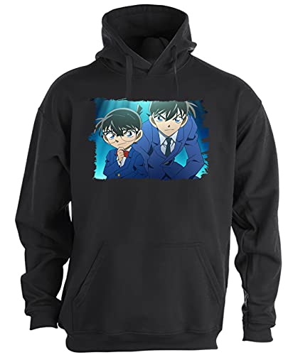 MERCHANDMANIA Sudadera Negra con Capucha Detective Conan Anime Serie Adulto Poliester...