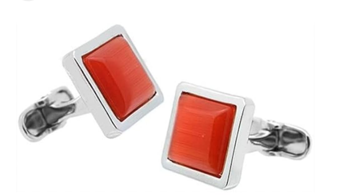 Elite Craft Jewels Premium Designer Orange Crystal Stone Square shape Shirt Cufflinks for Men & Boys | |Unisex|Corporate Gift, Party, Anniversary, Birthday Gift-image-43