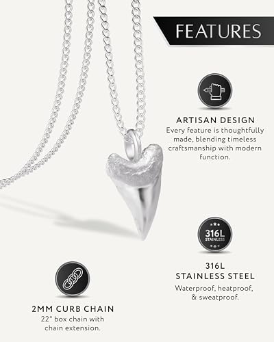 RTZN® Pendant Necklace for Men – Premium Stainless Steel Silver Pendant Necklace with 22" Chain + 2" Extension – Waterproof & Non-Tarnish Small Pendants for Men – Bold Symbols of Strength & Legacy3