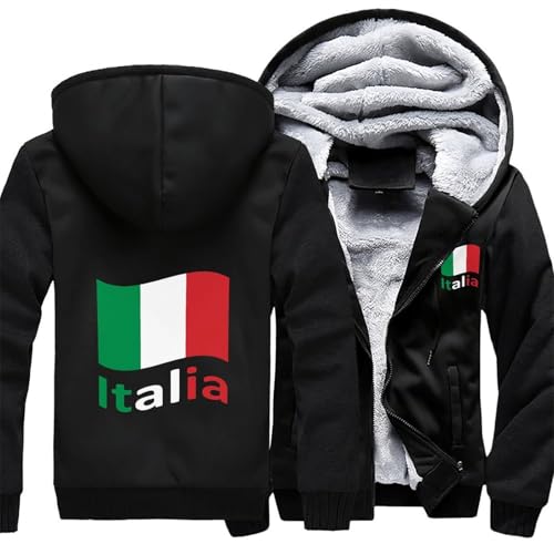 Italy Italia Italian Flag Men's Hooded Coat Fleece Lining Sweatshirt Zip Up Jacket Warm Hoodie3