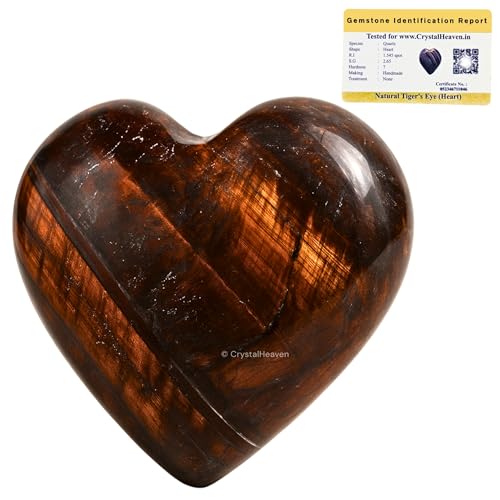 Image of Certified Red Tiger Eye Crystal Heart Palm Pebbles Stones for Anxiety Stress Relief Massage - AAA Grade Original Healing Gemstone Agate Heart Palm Stone for Yoga Meditation Spiritual