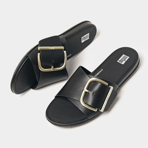 Image of FitFlop Gracie Maxi-Buckle Leather Slides