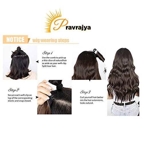 Image of Women Hair Extension Wavy Dark Brown 20 Inches Thick Hairpiece With 5 BB Clip /Hair Extension for Women Party /Halloween /Christmas