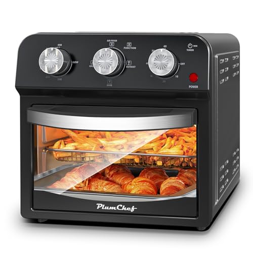 Plum Chef Air Fryer, 13QT Multifunctional Convection Toaster Oven Air Fryer Combo, 360° Hot Air Circulation for Healthy Oil-Free Cooking, Adjustable Time & Temp Control, Stainless Steel Contertop Oven