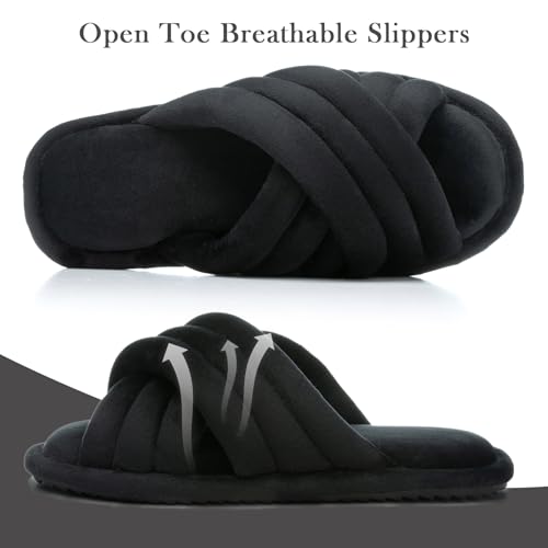 Image of GOEWY Cross Band Slippers for Women with Cozy Memory Foam Machine Washable