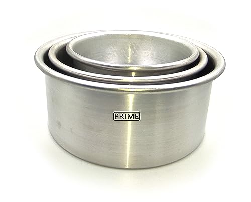 Image of Prime Bakers and Moulders Round Cake Baking Pan Aluminum Tin Mold for Oven (6,7,8 Inch)
