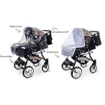 GaGaDumi Urbano 3 in 1 Kombikinderwagen Kinderwagen mit Autositz Komplettset incl Babyschale Buggy Wickeltasche Regenschutz Moskitonetz Voll-Gummireifen Grau/Eulenmuster