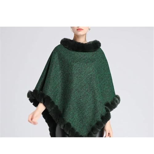 Women's Thick Warm Faux Rabbit Poncho Cape Winter Loose Pullover Coat Fashionable Autumn Cloak Wrap2