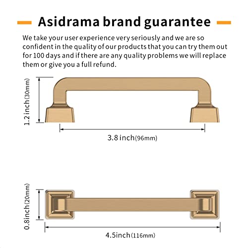 Image of Asidrama 10 Pack 3.75 Inch(96mm) Champagne Bronze Kitchen Cabinet Handles, Brushed Brass Cabinet Pulls Kitchen Cabinet Hardware for Cupboard Gold Drawer Pulls