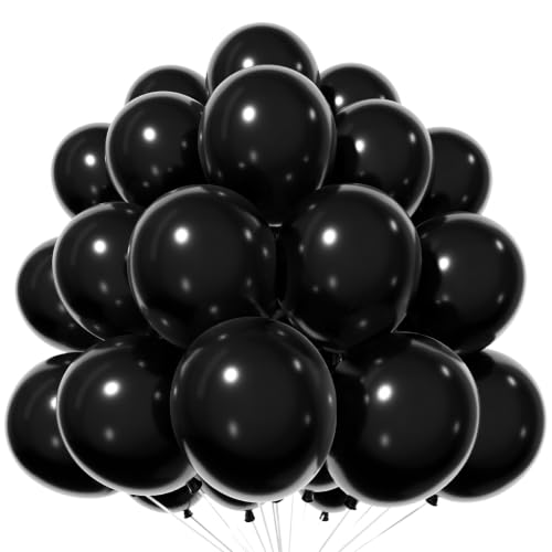 Image of Black Balloons, 12 Inch Black Latex Party Balloon