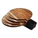 Produktbild Oleio hochwertiges 4er-Set Schneidbretter Durchmesser 20 cm aus massivem Akazienholz I Schneidebrett, Servierbrett & Frühstücksbrett mit Griff & Gravur "Bon appétit"