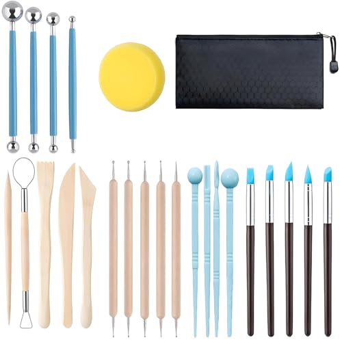 Wdmxszdq 25PCS Complete Clay Tools Set for Sculpting and Pottery - Includes Polymer Clay Tools, Sculpting Tools, Clay Carving Tools, Perfect Pottery Tool Kit - Sculpting Supplies Included