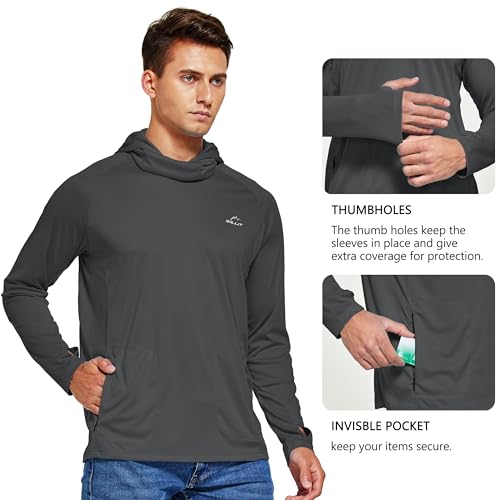 Sudadera con capucha para hombre Willit con protección solar UPF 50+ ligera gris 4