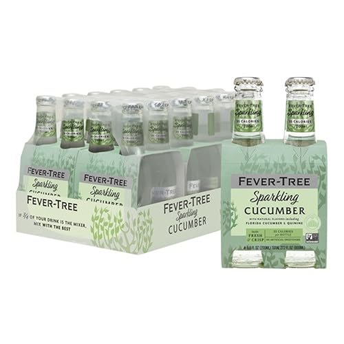 Image of Fever-Tree Sparkling Cucumber - Premium Low Calorie Mixer for Cocktails and Mocktails, 6.8 fl oz Bottles, Pack of 24 - Naturally Sourced, Non-GMO