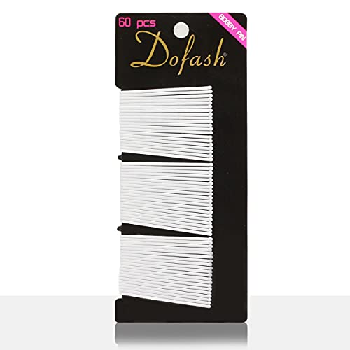 Dofash 5Waves Bobby Pins White Hair Pins 5CM/2IN Hairpins Decorative Hair Accessories for Women Wedding White Gray Hair - 60 Count/Card