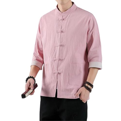 Chemise ajustée homme coton manches trois-quarts col montant original léger