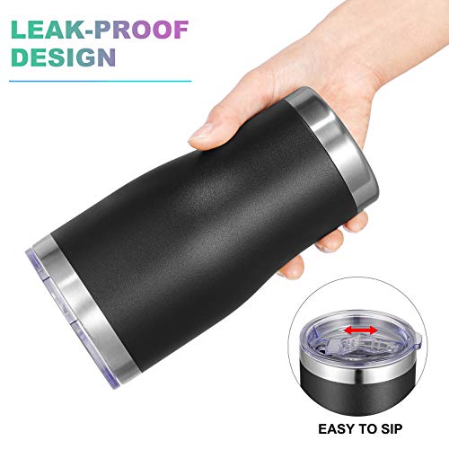 Image of VEGOND 20oz Tumbler Stainless Steel Tumbler Cup with Lid And Straw Vacuum Insulated Double Wall Travel Coffee Mug(Black 1 Pack)