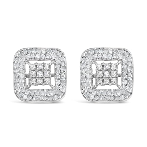 10K White Gold 1.00 Cttw Diamond Composite and Halo Stud Earrings (I-J Color, I1-I2 Clarity)