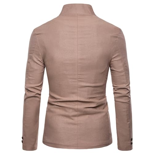Mens Casual Blazer Jacket Slim Fit 3 Button Solid Suit Notched Lapel Business Standing Collar Jacke3
