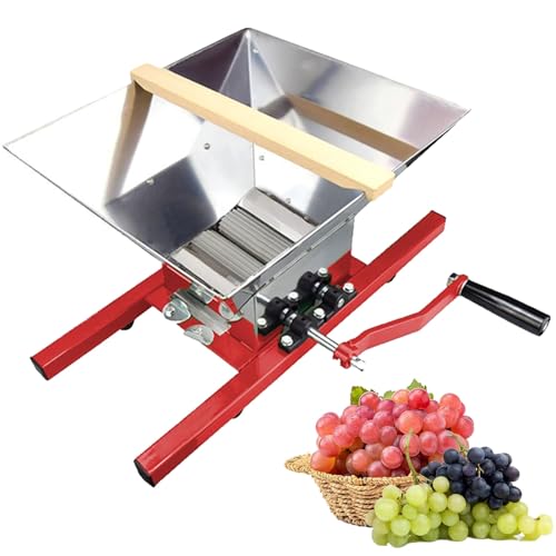 WUCIOA Trituradora de Frutas Manual, Trituradora de Uvas Manual de 7 L, Raspadora de Frutas Portátil, Acero Inoxidable, Engranajes de Aleación de Aluminio, Exprimidor Manual(Red)