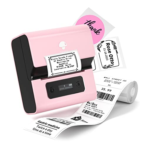 Image of Phomemo Label Maker- M221 Label Maker Machine 3 Inch Bluetooth Thermal Barcode Printer for Small Business /Home Use, for Barcode, Address, Logo, Mailing, Stickers, Compatible with Phone & PC, Pink