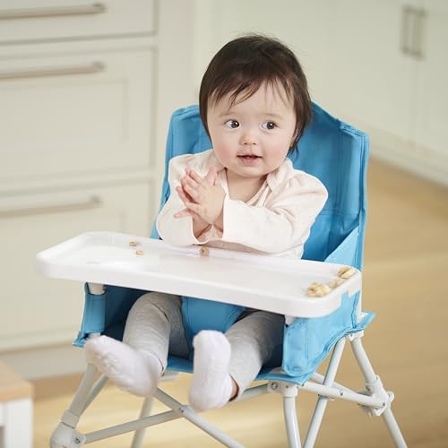 Image of Regalo My Portable High Chair, Foldable High Chair for Babies & Toddlers, Indoor /Outdoor Baby Chair, Travel High Chair with Tray & Cup Holder, Aqua