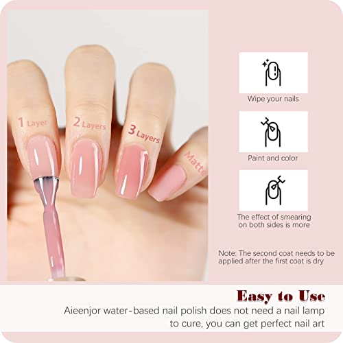 Aieenjor Nude Pink Nail Polish, Jelly Pink Nail Polish, Water-Based Low Odor Peel-Off, Chip Resistant Manicure, Glossy Shine Finish, For Diy Nail Art Manicure At Home Salon, 0.28 Fl Oz #TOP4