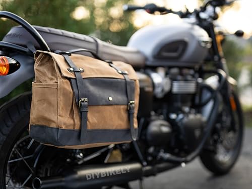 Triumph Bonneville T120 / T100 2016 +Soft Saddle Bags With Custom Mounts (2, Khaki Black)