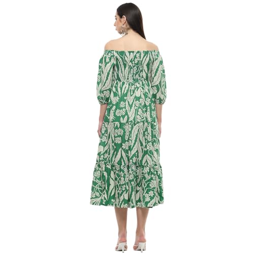 Image of BIBA Women Maxi Cotton Tiered Dress