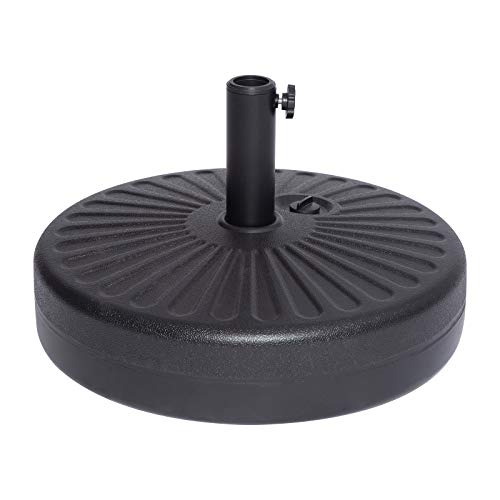 JEAOUIA Black Patio Umbrella Base Outdoor, Heavy Duty Offset Umbrella Holder Water Filled 50 LB Garden Steel Pole Round Base for 6 to 9Ft Sunshade Umbrellas for Yard, Garden and Beach