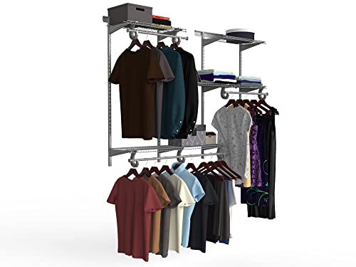 Closetmaid Shelftrack Wire Closet Organizer System, Adjustable From 4 To 6 Ft., With Shelves, Clothes Rods, Hardware, Durable Steel, Satin Chrome #TOP7