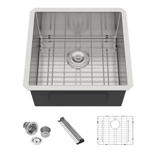 Lordear 19 Inch Undermount Kitchen Sink 19" x 18" Undermount Sink 16 Gauge Stainless Steel Deep Single Bowl Ledge Kitchen Sink