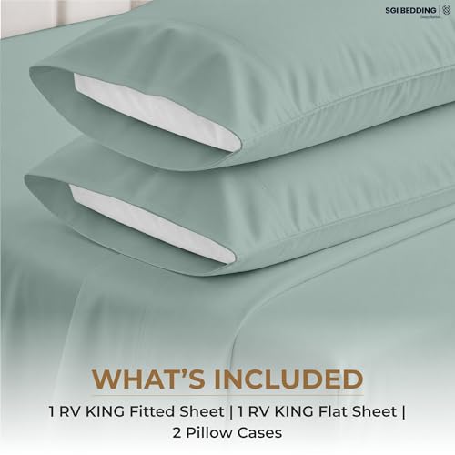 Image of SGI bedding 100% Egyptian Cotton Sheets RV King Size - 600 Thread Count Sheets Set, Soft, Cooling, 15 inch Deep Pocket, Luxury Hotel Bedding, Breathable, Durable - Aqua Green