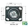CasterHQ - Heavy Duty Polyurethane Swivel Casters with Brake, 6 x 2 Size (Pack of 4)