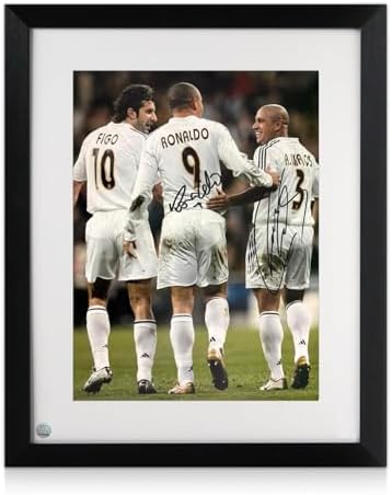 Ronaldo and Roberto Carlos Signed Mounted Photo Display Real Madr...