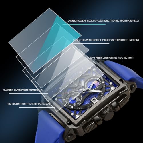 Image of ZUNPAI Moon Phase Watch for Men Multifunction Chronograph Dial Analog Quartz Square Wristwatch Business Dress Watch with Luminous Waterproof Calendar Silicone Strap