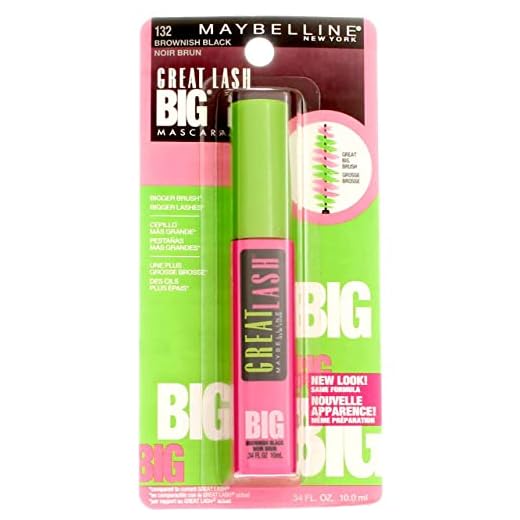 Maybelline New York Great Lash Big Washable Mascara, Brownish Black 132, 0.34 Fluid Ounce (Pack of 3)