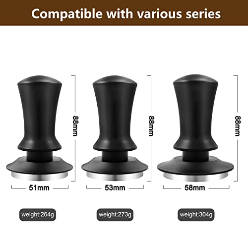K Cool Coffee Tamper, Espresso Tamper, Premium Barista Tamper With Calibrated Spring, 100% Flat Stainless Steel Base Tamper For Espresso Coffee Machine (51Mm, Black) #TOP2