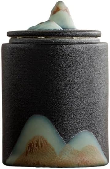 SONGCHAO Sugar Jar Yuanshan Portable Ceramic Sealed Jar Small Hand-Painted Red and White Longjing Tea Can Tea Canister