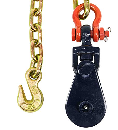 Mytee Products 2 Ton Snatch Block W/Chain Flatbed Tow Truck Rollback Wrecker Car Carrier Cable (2 Pack) #TOP5