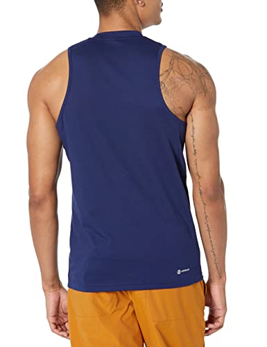 Adidas Men's Training Essentials Feel Ready Logo Sleeveless T-Shirt, Dark Blue/White, Medium #TOP1