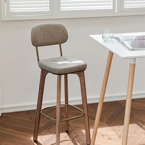 Tabourets de bar rétro bois luxe pour comptoir et cuisine grise - 4