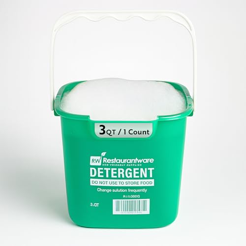 Image of Restaurantware Clean 3 Quart Cleaning Bucket, 1 Detergent Square Bucket - With Measurements, Built-In Spout & Handle, Green Plastic Utility Bucket, For Home Or Commercial Use