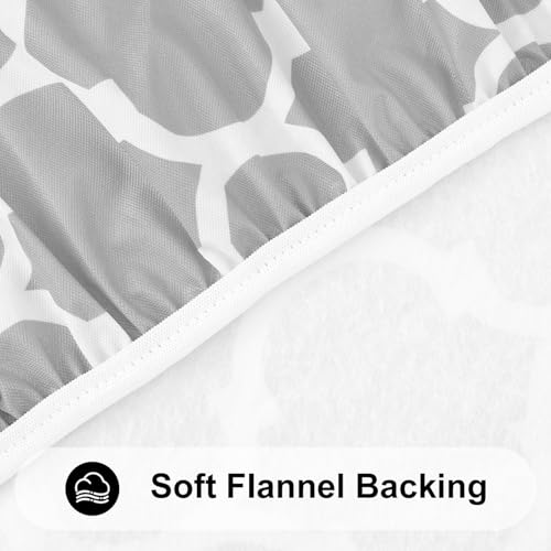 Smiry Round Picnic Tablecloth, Waterproof Elastic Fitted Table Covers for 36" - 44" Tables, Wipeable Flannel Backed Vinyl Tablecloths for Camping, Indoor, Outdoor, Light Grey & White by Smiry - Used condition - Image 6