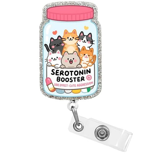 ZyvSyldrin Funny Cute Cat Badge Reel Retractable for ID Name Tag, Cute Badge Holder with Alligator Clip Accessories for Nurse, Doctor, Nursing Student, Medical Workers