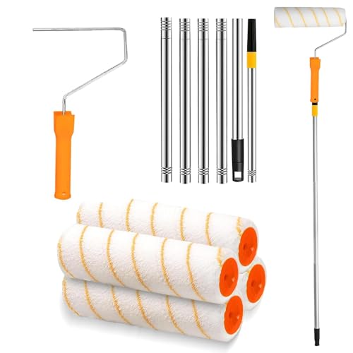 XUXLEKK Rodillos para Paredes y Techos, Rodillo y Reutilizable, Multifunción Ajuste de Longitud de 30 cm a 200 cm, Mango Telescópico Extensible Para Trabajos De Pintura