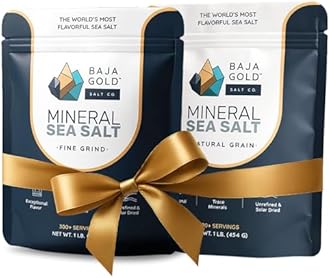Baja Gold Mineral Sea Salt Bundle – 1 lb Fine Grind + 1 lb Natural Grind | Authentic Unrefined Sea Salt with Trace Minerals | Versatile for Cooking, Baking, Seasoning & Finishing | 600+ Servings