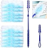 Nadisean Flash Dust Magnet Long Handle with 32Pcs Dust Magnet Refills, 180°, Fluffy Dusters Refills with Telescopic & Handles, Extendable to 90cm, Blue Duster Refills for Cleaning Dirt, Hair, Blinds