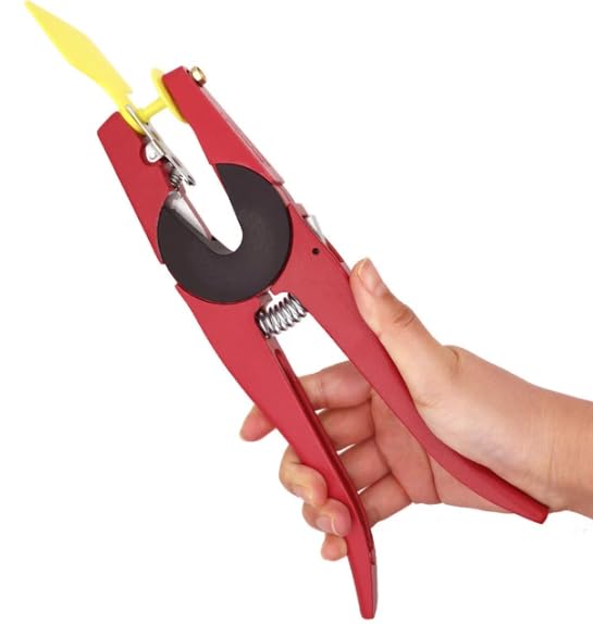 Pinza Universali per Applicazione Marche Auricolari Rossa Modello 'IABTAG', Acciaio Inossidabile, per Suini, Bovini, Bufalini, Ovi-caprini